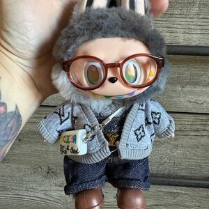 Grey sweater set for labubu